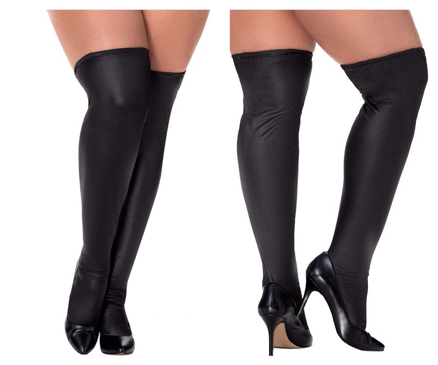 Mapale 1094X Curvy Size Mesh Thigh Highs Color White
